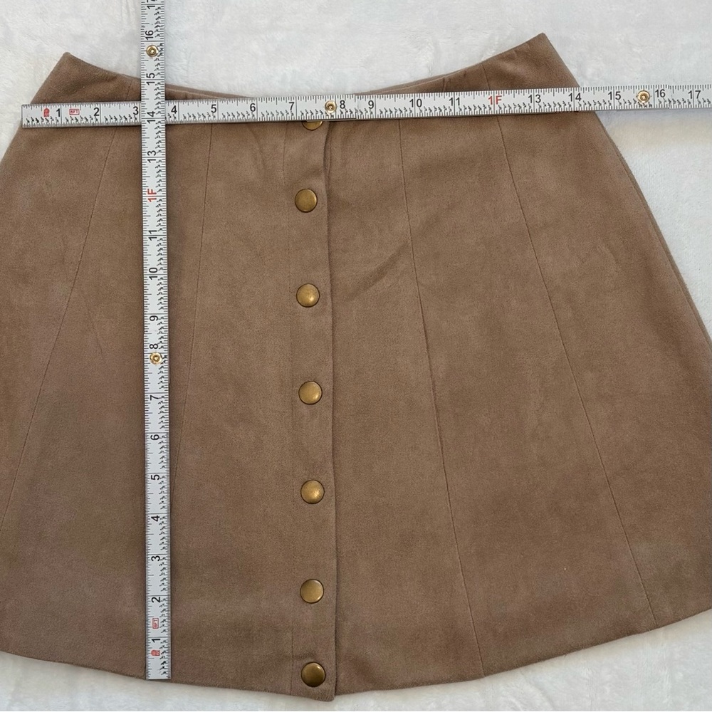 ALTAR’D STATE Faux Suede Mini Skirt Small Tan Button Front A Line Boho Western - Picture 7 of 7